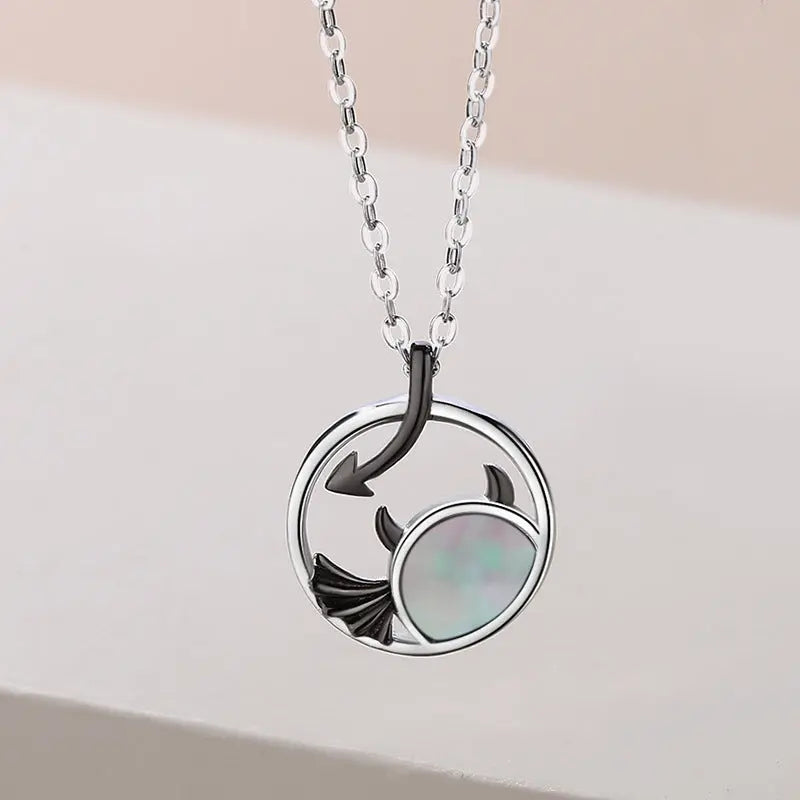 Pair of Devil and Angel matching Necklace Sterling Silver 2022 Cartoon Ring Hollow Couple Necklace Pendant nowadaysfashion