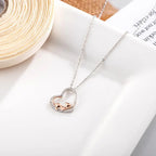 Sterling Silver Accessories Heart Shaped Cat Pendant Diamond Silver Necklace Women nowadaysfashion