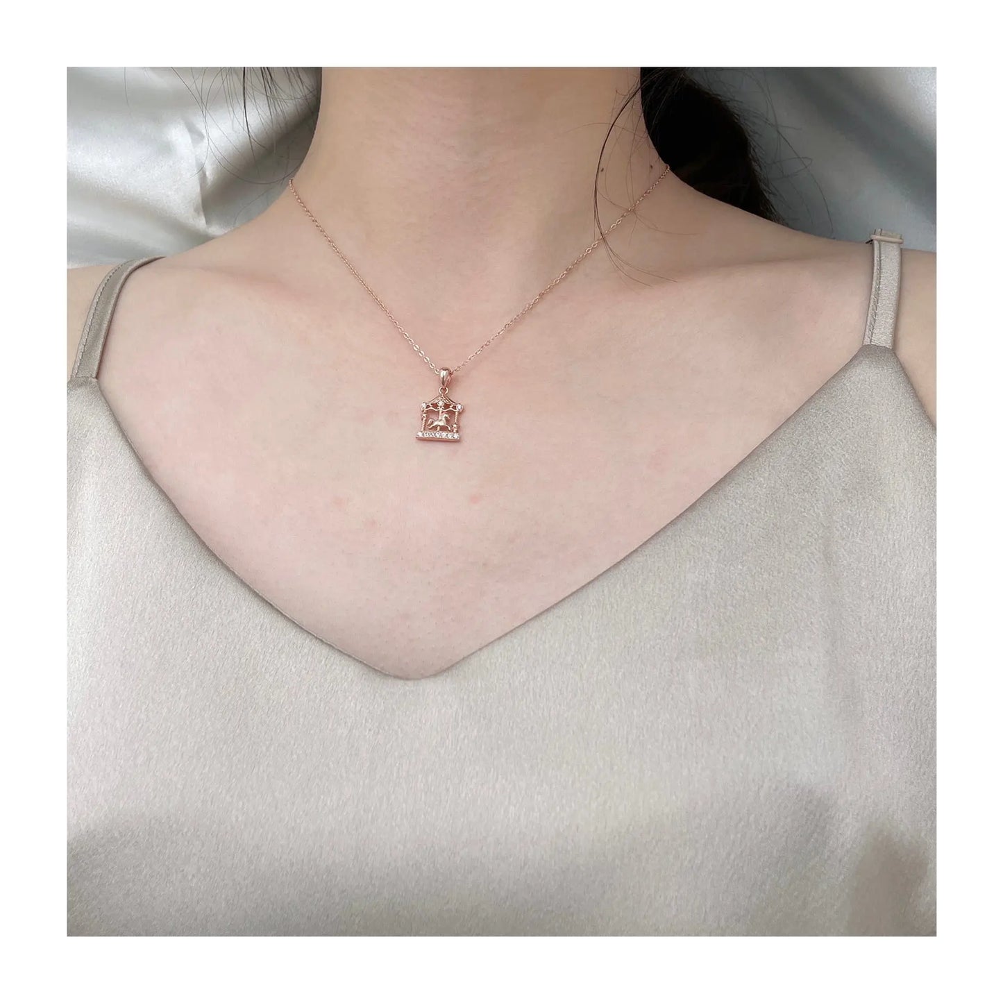 925 silver color gold necklace micro-set zircon accessories female carousel clavicle chain nowadaysfashion