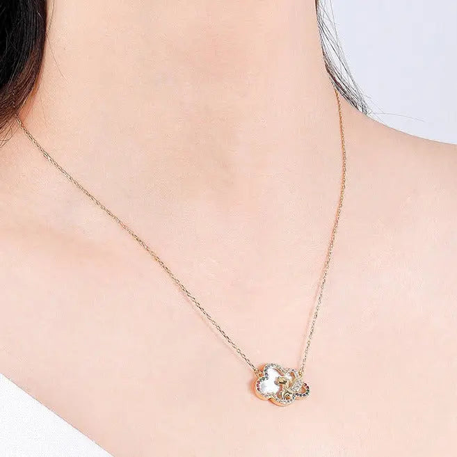 S952 Sterling Silver Necklace Fashion Fritillary Colorful Cloud Unicorn Necklace nowadaysfashion