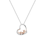 Sterling Silver Accessories Heart Shaped Cat Pendant Diamond Silver Necklace Women nowadaysfashion