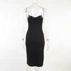 Women's Dresses Chain Strapless Sleeveless Solid Basic Split Knee-Length Bodycon 2022 nowadaysfashion