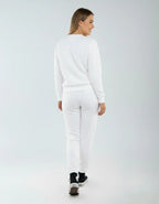 SpectraUSA fleece jogger pants P2005 with elastic waistband and tapered fit, shown in black on a plain background.
