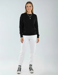 SpectraUSA fleece jogger pants P2005 in black with elastic waistband and cuffed ankles, comfortable athletic loungewear.