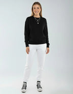 SpectraUSA fleece jogger pants P2005 in black with elastic waistband and cuffed ankles, comfortable athletic loungewear.