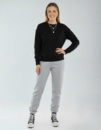 Fleece jogger pants by SpectraUSA, model P2005, in dark gray with elastic waistband and tapered leg fit.