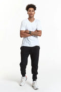 SpectraUSA fleece sweatpants P2005SWP shown full body view, soft fabric, relaxed fit, with drawstring waist and cuffed ankles.