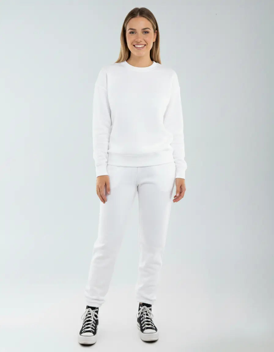 SpectraUSA fleece jogger pants P2005 with elastic waistband and cuffed ankles, shown in a relaxed fit style.