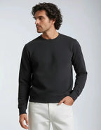 Unisex midweight charcoal heather fleece crew neck sweatshirt by SpectraUSA with drop shoulder design.