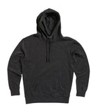 SpectraUSA charcoal heather fleece hoodie pullover, midweight, front view showing cozy, casual design and soft fabric.