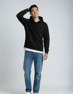 Black SpectraUSA heavyweight fleece hoodie, style P2016, with a cozy, thick fabric and a classic hooded design.
