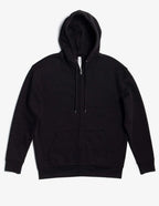 Black heavyweight fleece zip hoodie by SpectraUSA, front view showing full zip and hood.