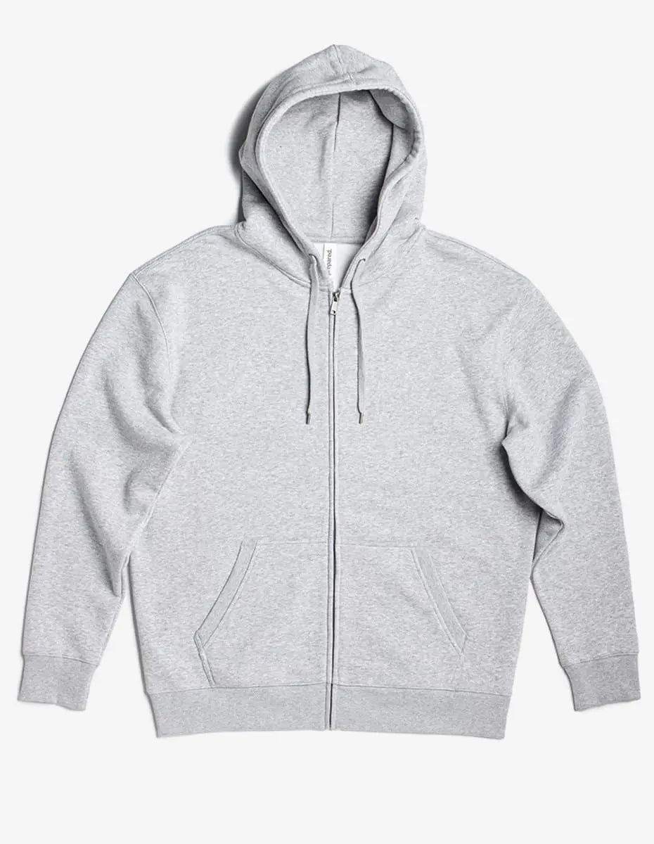 Gray heavyweight fleece zip hoodie by SpectraUSA, shown from the front with a full zipper and cozy fleece material.