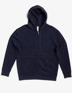Navy heavyweight fleece zip hoodie by SpectraUSA, featuring a front zipper and cozy fleece material, shown on a model.