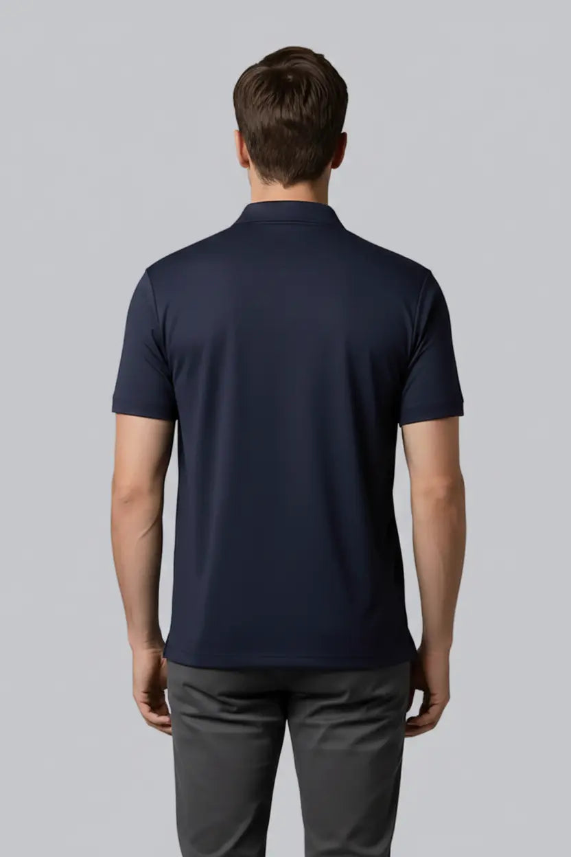 Men's navy UPF 50 Performance Polo by SpectraUSA featuring breathable fabric and classic fit.