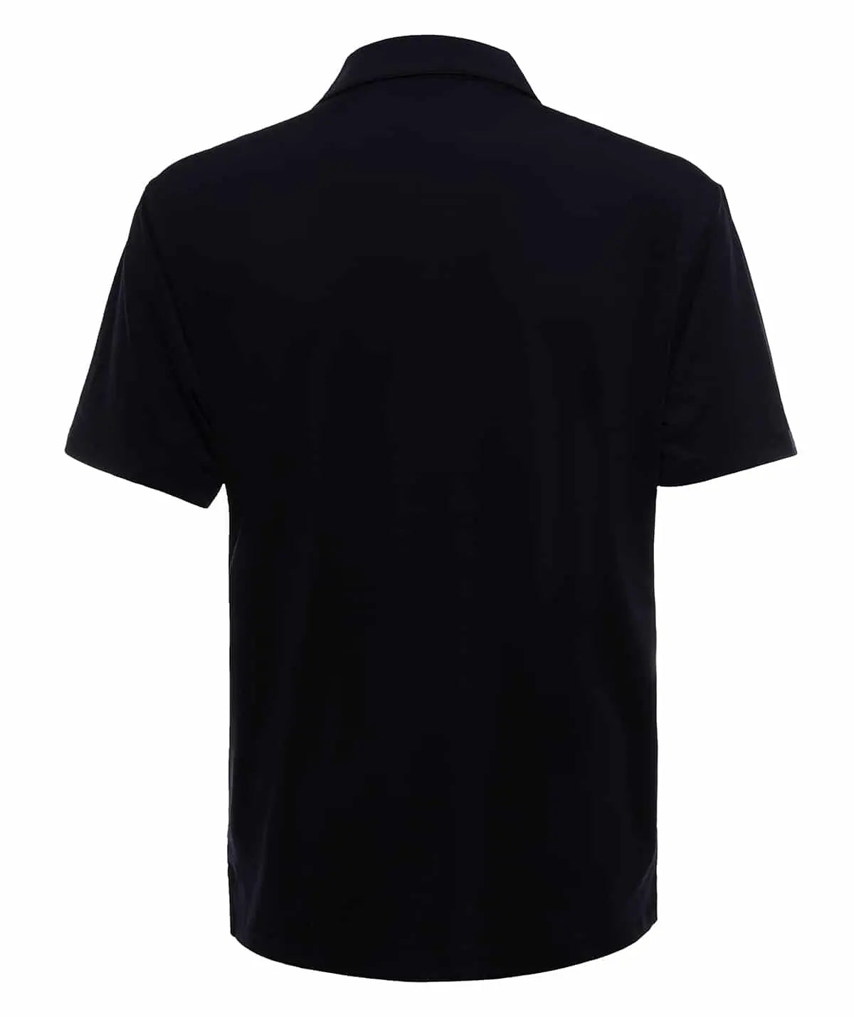 Men's navy UPF 50 Performance Polo by SpectraUSA, shown from the back with breathable fabric and athletic fit.