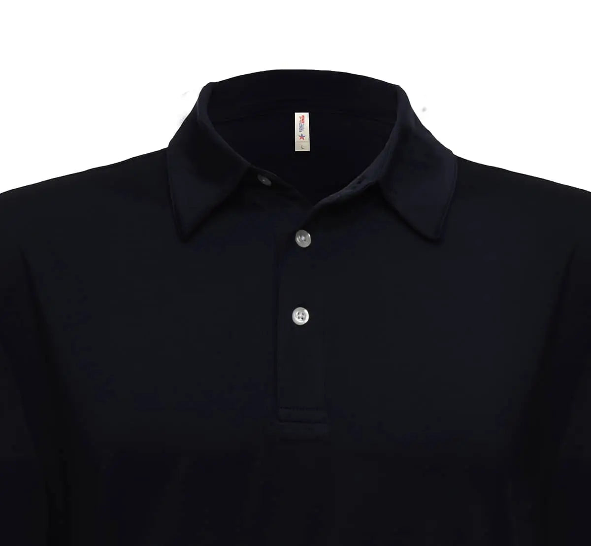 Men's navy UPF 50 performance polo by SpectraUSA featuring a front placket and breathable fabric.