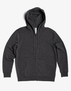Unisex charcoal heather fleece zip hoodie from SpectraUSA, midweight fleece with full zip and hood for casual wear.