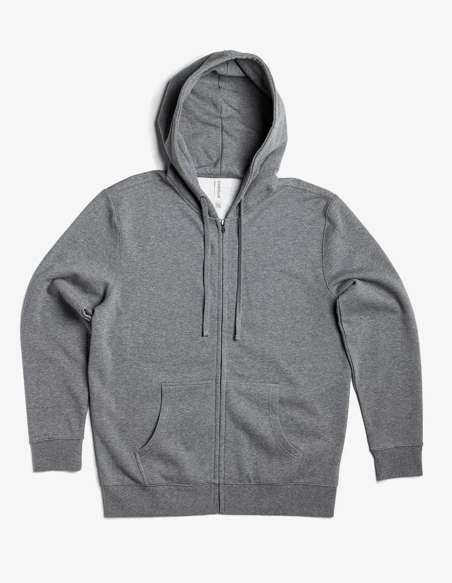 Unisex midweight fleece zip hoodie by SpectraUSA in gunmetal heather, featuring a full front zipper and casual style.