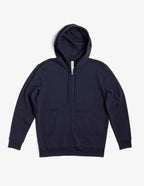Unisex navy SpectraUSA zip hoodie made of midweight fleece, full-zip front, comfortable and casual.