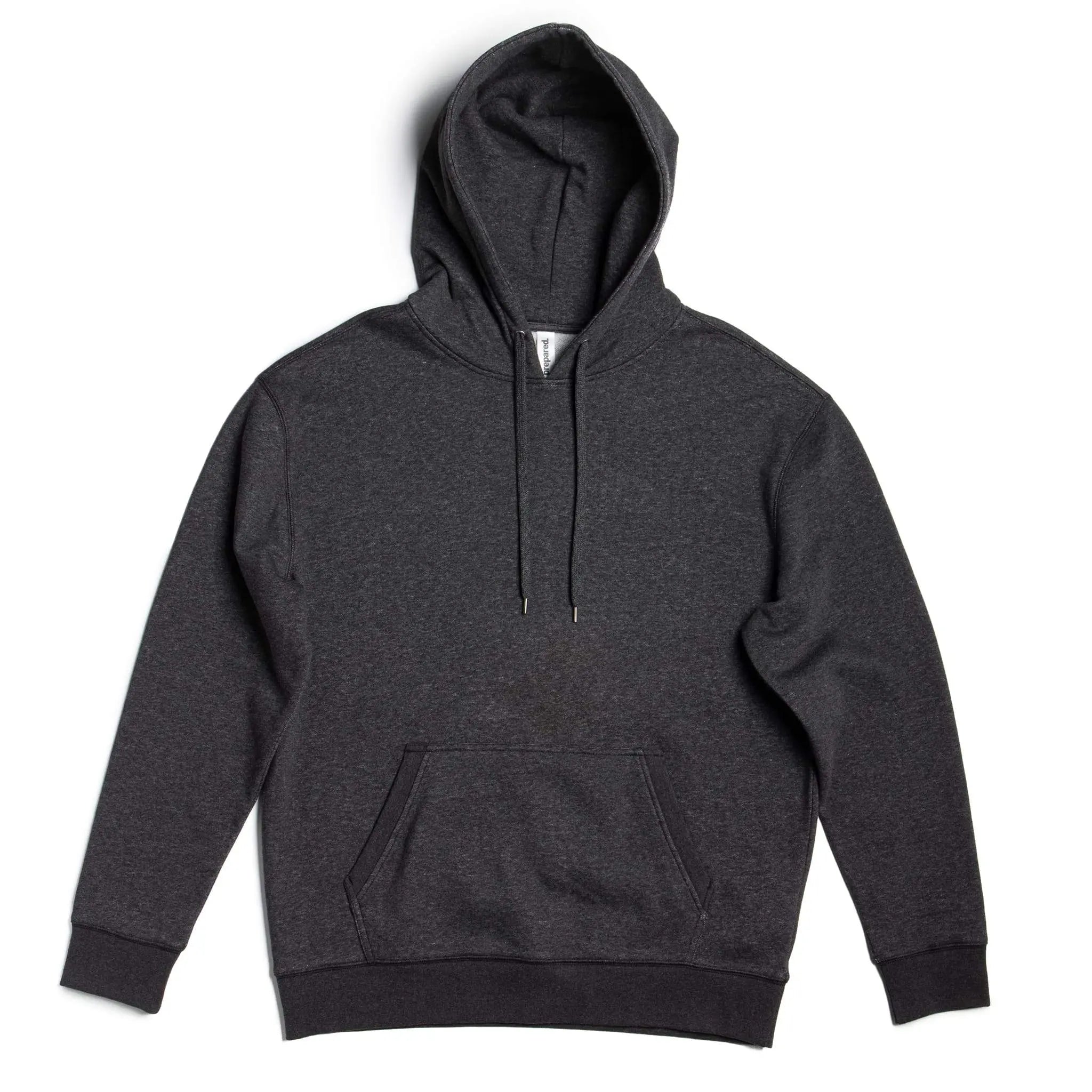 Men's charcoal heather heavyweight fleece hoodie by SpectraUSA, cozy pullover with a hood and front pocket.