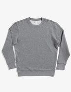 SpectraUSA fleece crew neck sweatshirt in gunmetal heather, unisex midweight drop shoulder design, flatlay image.