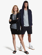 Unisex navy and black lightweight fleece zip hoodie from SpectraUSA with full zip and casual fit.