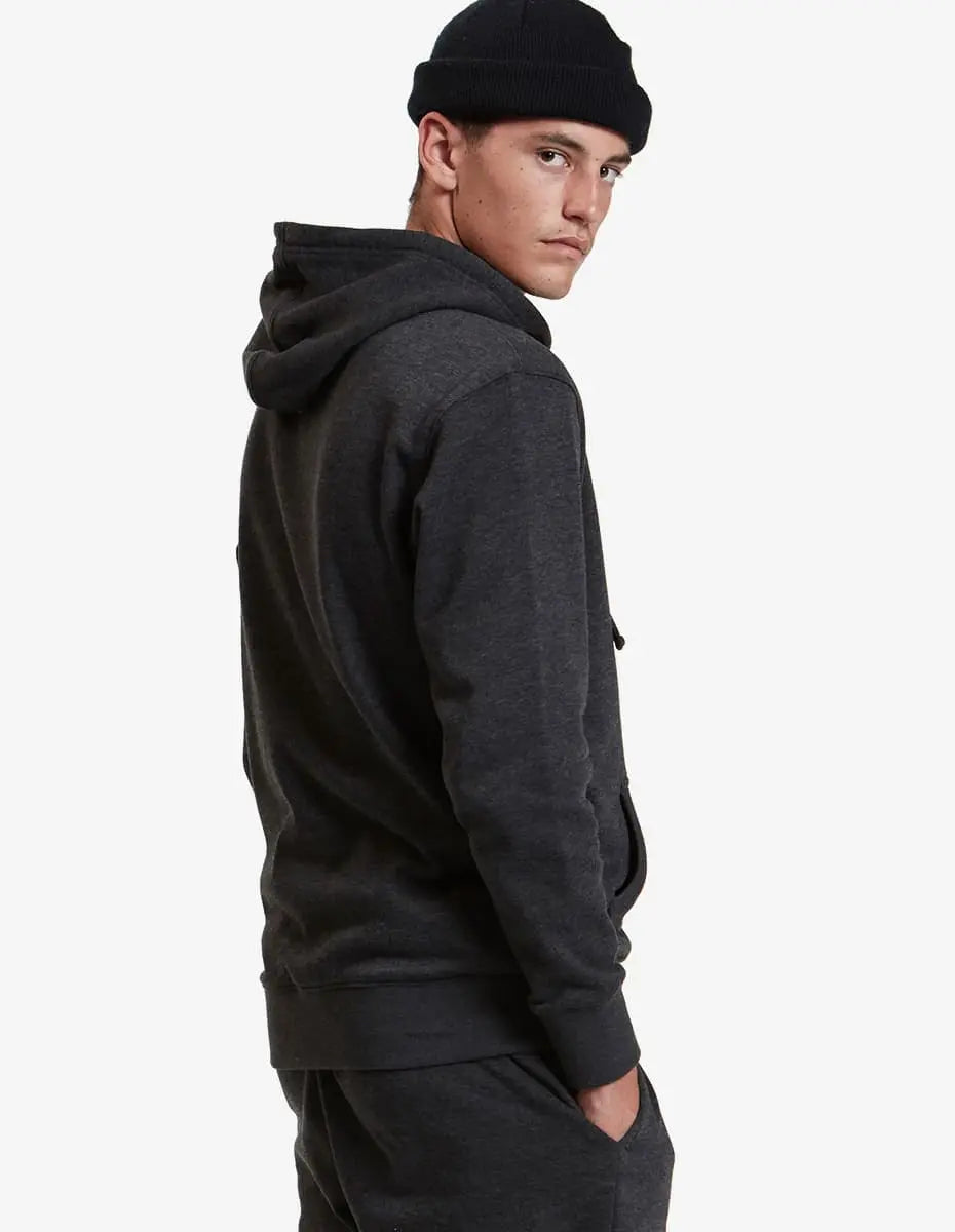 SpectraUSA men's midweight fleece hoodie pullover in charcoal heather, unisex style, with a hood and cozy fleece fabric.