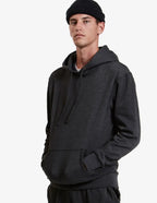 SpectraUSA unisex midweight fleece hoodie pullover in charcoal heather, featuring a hood and casual fit.