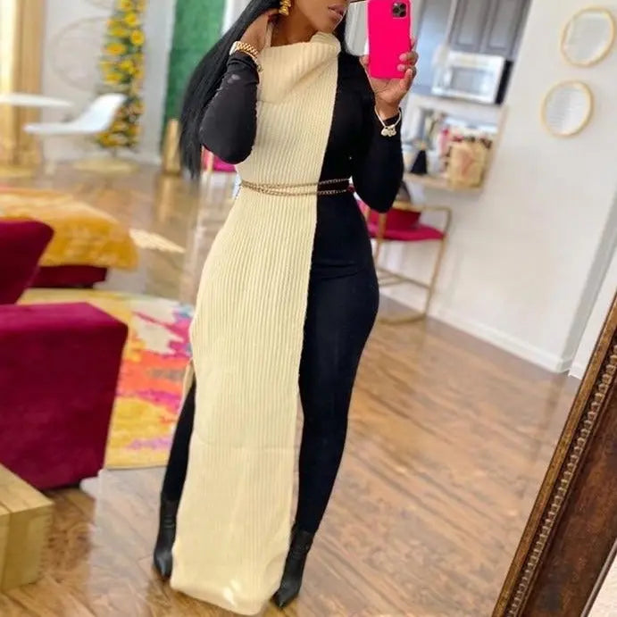 Knitted Side Split Sweater Dress Sleeveless Spring Clothes for Women Y2k Outfits Long Maxi Dresses nowadaysfashion