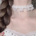Bowknot Dark Girl Black Lace Choker Necklace Harajuku Punk Gothic Loli Cute Collar nowadaysfashion