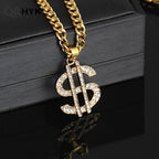 Hip Hop Rap Gold Color US Dollar Pendant Necklace Chain Accessories nowadaysfashion