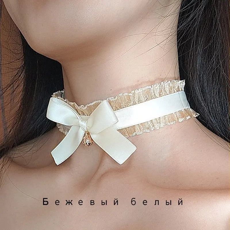 Bowknot Dark Girl Black Lace Choker Necklace Harajuku Punk Gothic Loli Cute Collar nowadaysfashion