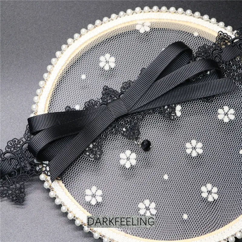 Bowknot Dark Girl Black Lace Choker Necklace Harajuku Punk Gothic Loli Cute Collar nowadaysfashion