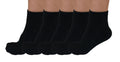 1/4 Crew Bamboo Viscose Socks Unisex Black Color - 5-pack Spun Bamboo