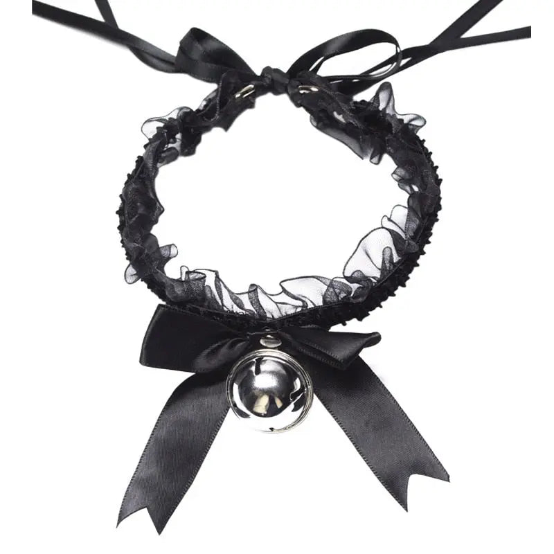 Bowknot Dark Girl Black Lace Choker Necklace Harajuku Punk Gothic Loli Cute Collar nowadaysfashion