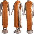 Knitted Side Split Sweater Dress Sleeveless Spring Clothes for Women Y2k Outfits Long Maxi Dresses nowadaysfashion
