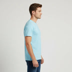 Sky blue men's Retro Ring-Spun Crew Neck T-Shirt by SpectraUSA, front view showing soft fabric and classic fit.