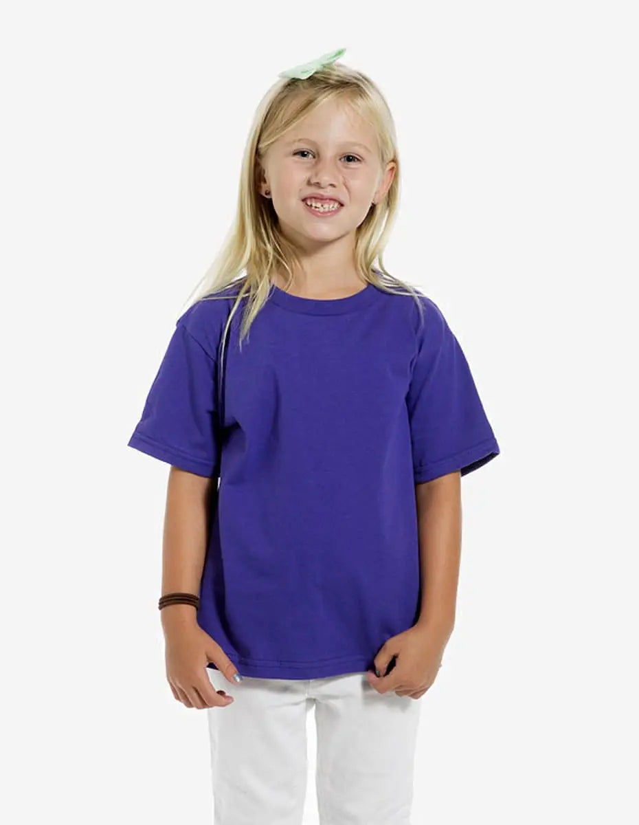 Kids' basic T-shirt by SpectraUSA, navy blue, soft cotton fabric, short sleeves, simple crew neck, casual everyday wear.