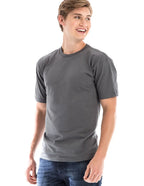 Men's charcoal retro ring-spun crew neck T-shirt by SpectraUSA, classic fit and soft cotton fabric.