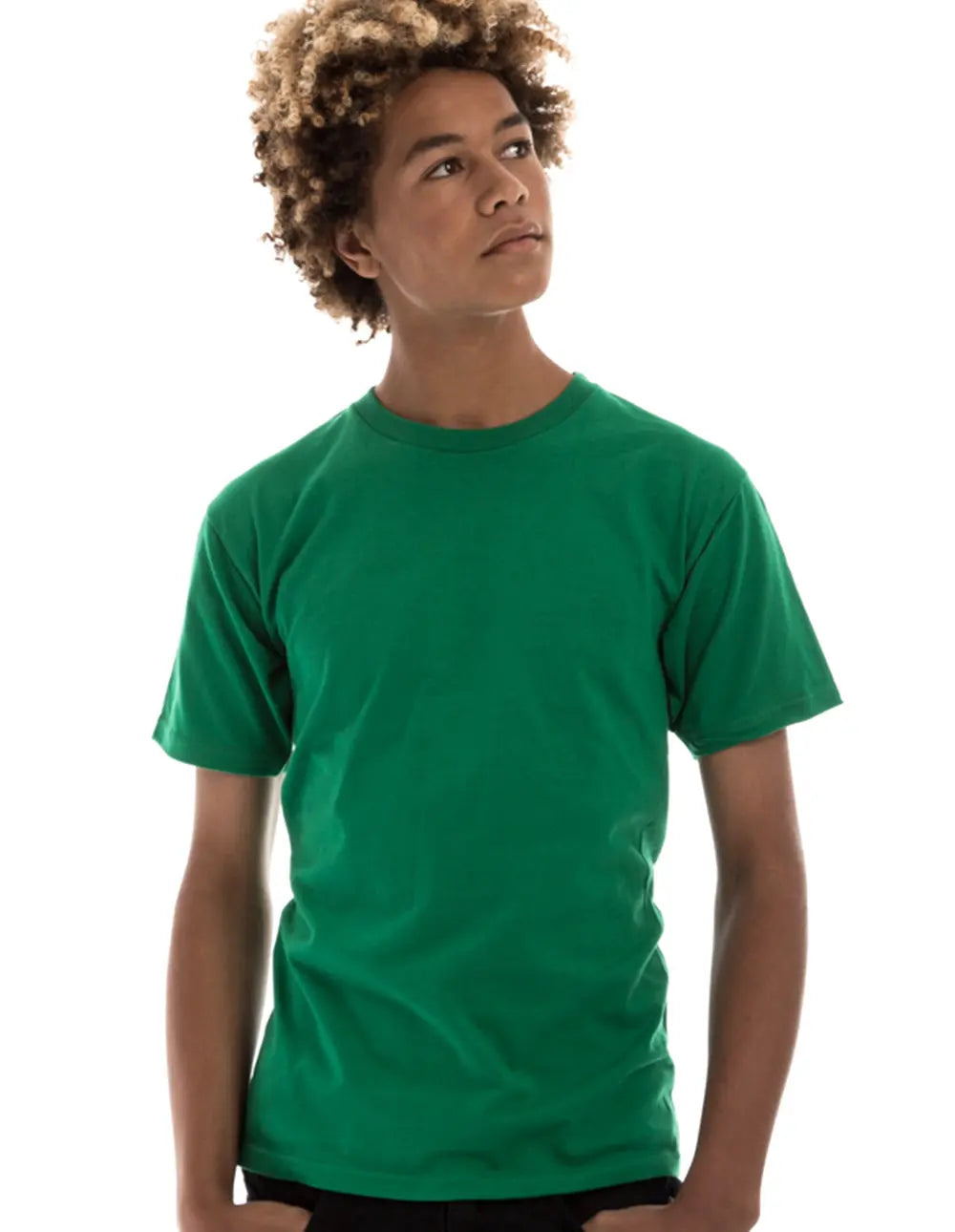 Men's green Retro Ring-Spun Crew Neck T-Shirt by SpectraUSA, showcasing a classic fit and soft cotton fabric.