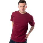 Men's maroon Retro Ring-Spun Crew Neck T-Shirt by SpectraUSA, showcasing the classic fit and soft fabric.