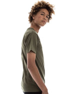 Men's military green Retro Ring-Spun Crew Neck T-Shirt by SpectraUSA, showcasing a classic fit and soft, durable fabric.