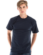 Men's navy Retro Ring-Spun Crew Neck T-Shirt by SpectraUSA, casual fit, soft cotton fabric, front view