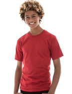 Men's red retro ring-spun crew neck T-shirt by SpectraUSA, classic fit, soft cotton fabric, front view.