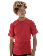 Men's red Retro Ring-Spun Crew Neck T-Shirt by SpectraUSA, classic fit, soft cotton fabric, visible neckline and chest area.