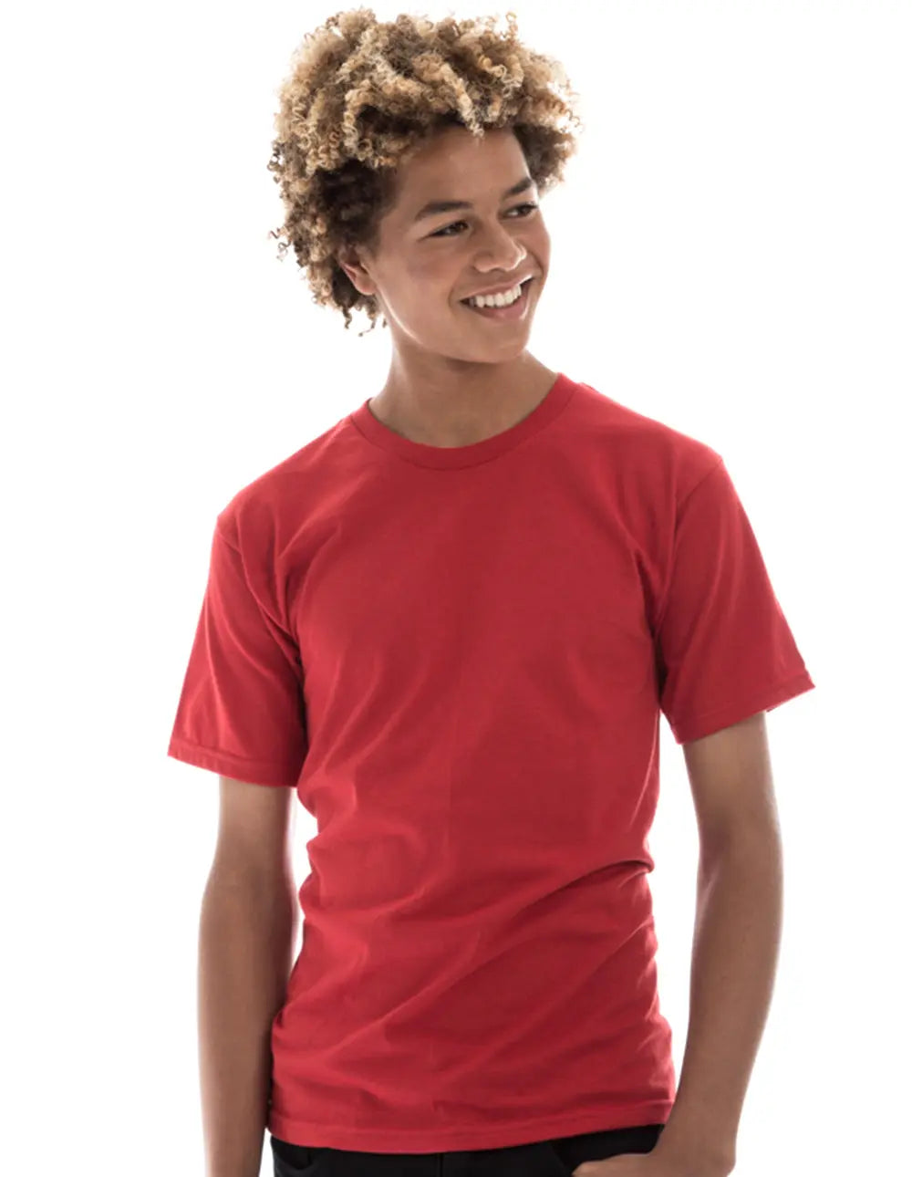 Men's red Retro Ring-Spun Crew Neck T-Shirt by SpectraUSA, classic fit, soft cotton fabric, visible neckline and chest area.