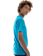 Men's turquoise Retro Ring-Spun Crew Neck T-Shirt by SpectraUSA, showing the front view with classic fit and soft fabric texture.