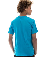 Men's turquoise retro ring-spun crew neck T-shirt by SpectraUSA, featuring classic fit and soft, durable fabric.