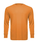 Orange long sleeve UPF 50 performance crew shirt by SpectraUSA, with construction design visible on the front.
